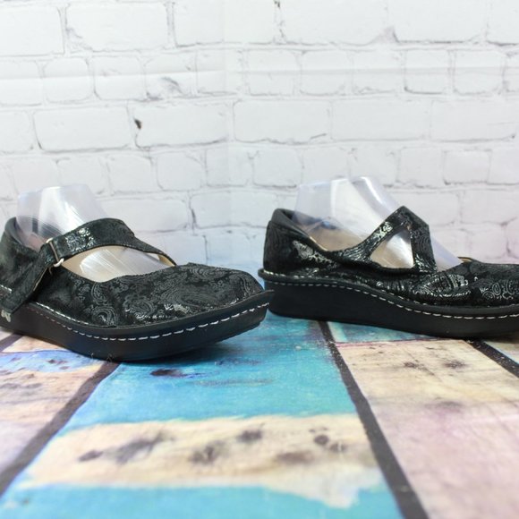 Alegria Black Embellished Paisley Mary Janes Comfort Shoes Size 39 US 9 - Picture 4 of 9
